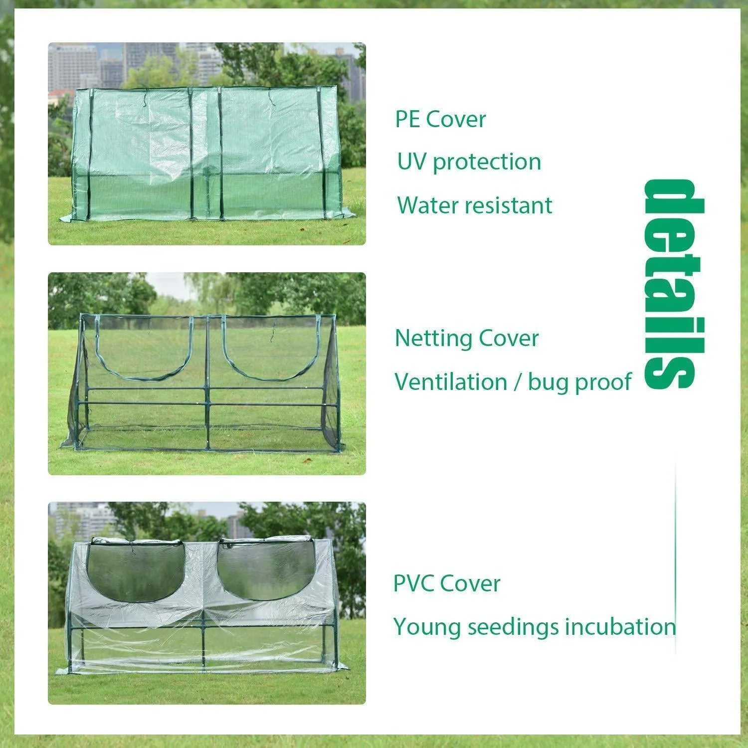 6 ft. x 3 ft. x 3ft. Mini Greenhouse with 2 Zipper Doors, Water Resistant UV Protected with 2 Covers Greenhouse Aoodor   