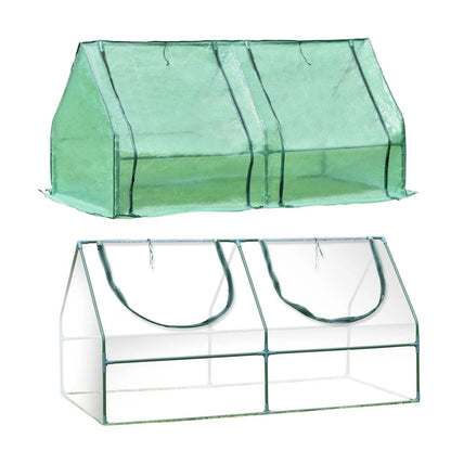 6 ft. x 3 ft. x 3ft. Mini Greenhouse with 2 Zipper Doors, Water Resistant UV Protected with 2 Covers Greenhouse Aoodor Green / Transparent  