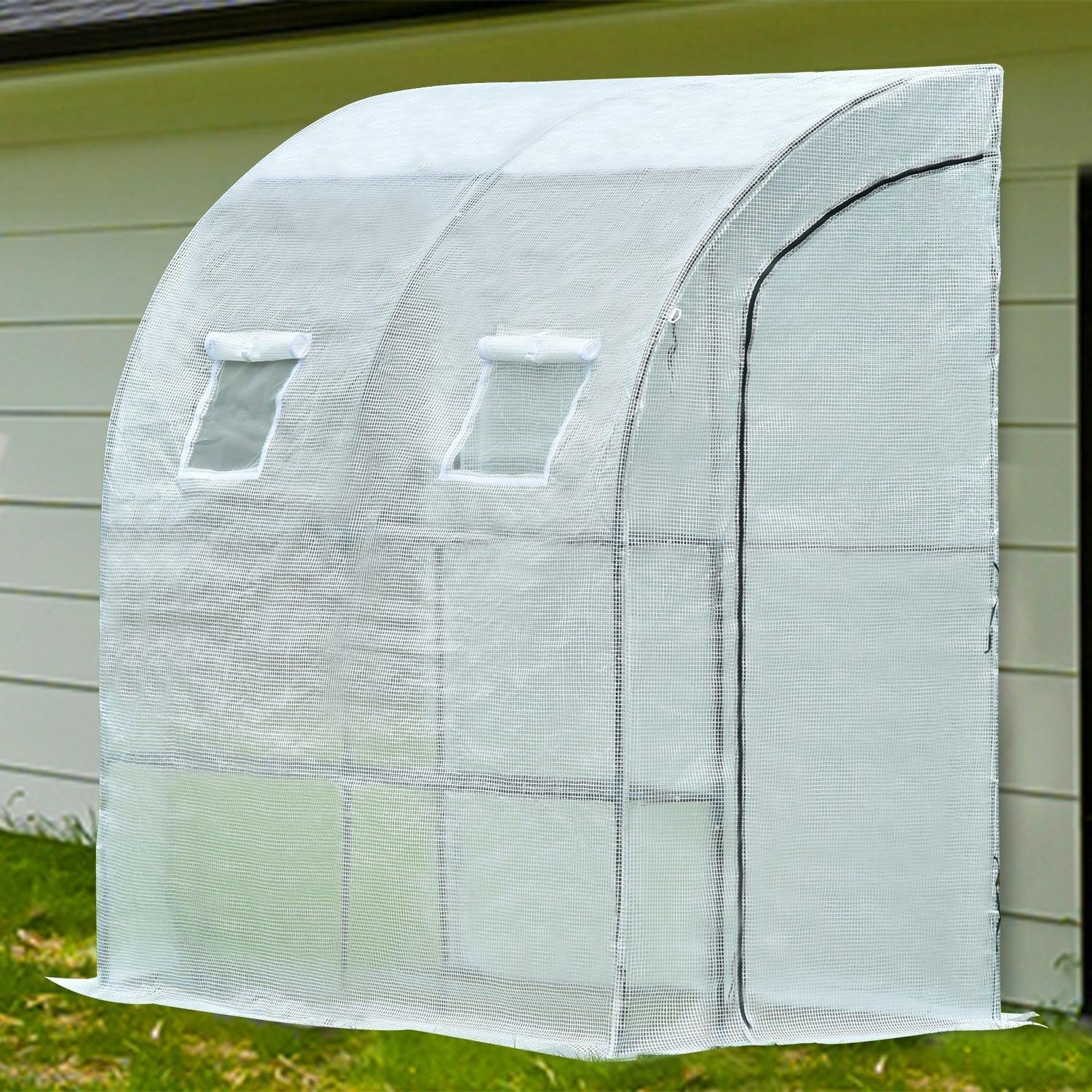 7x3x7 FT Lean to Greenhouse for Outdoors, Portable Walk-in Greenhouse - Aoodor 