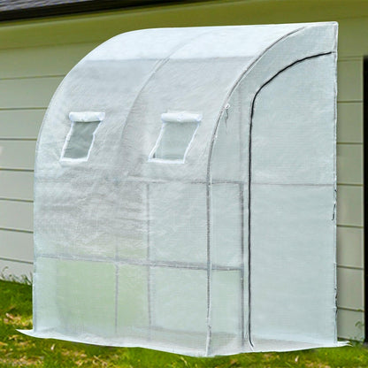 7x3x7 FT Lean to Greenhouse for Outdoors, Portable Walk-in Greenhouse - Aoodor 