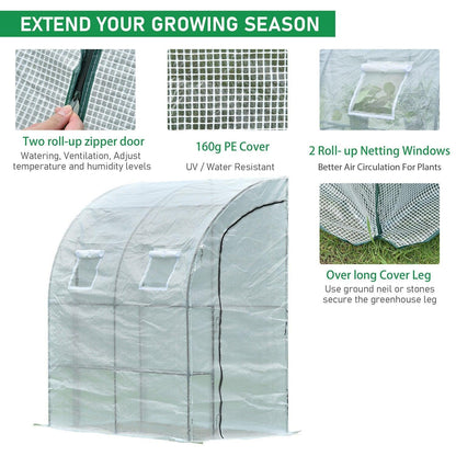 7x3x7 FT Lean to Greenhouse for Outdoors, Portable Walk-in Greenhouse - Aoodor 