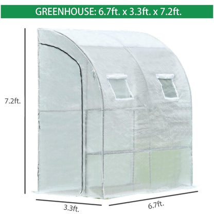 7x3x7 FT Lean to Greenhouse for Outdoors, Portable Walk-in Greenhouse - Aoodor 