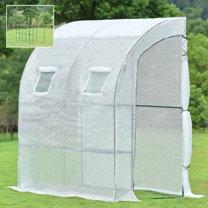 7x3x7 FT Lean to Greenhouse for Outdoors, Portable Walk-in Greenhouse - Aoodor 