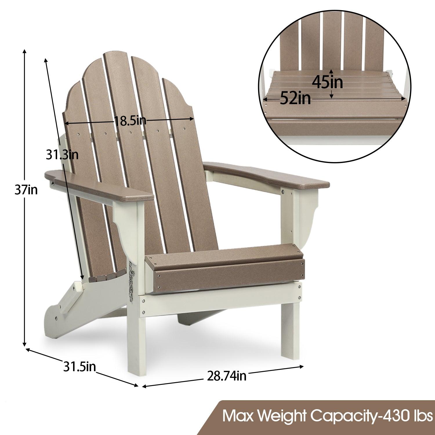 Folding Adirondack Chair 31.5'' (L) x 28.74'' (W) x 37'' (H) Furniture Aoodor