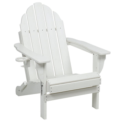 Folding Adirondack Chair 31.5'' (L) x 28.74'' (W) x 37'' (H) Furniture Aoodor White(with cup stand)