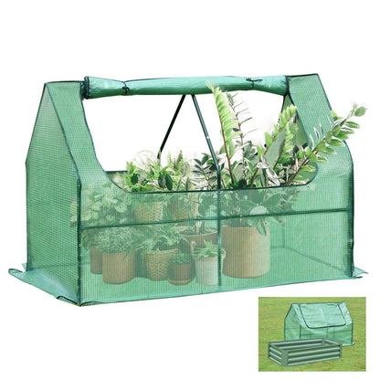 Greenhouse With Raised Garden Beds Greenhouse Aoodor 4 x 2 x 3 Ft. Green Cover