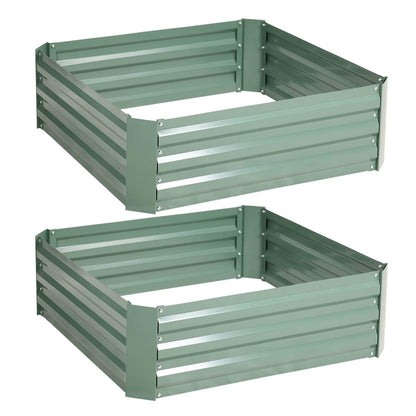 Outdoor Raised Garden Bed 3' x 3' x 1' Galvanized Steel Planter Box - Set of 2  Aoodor  Green