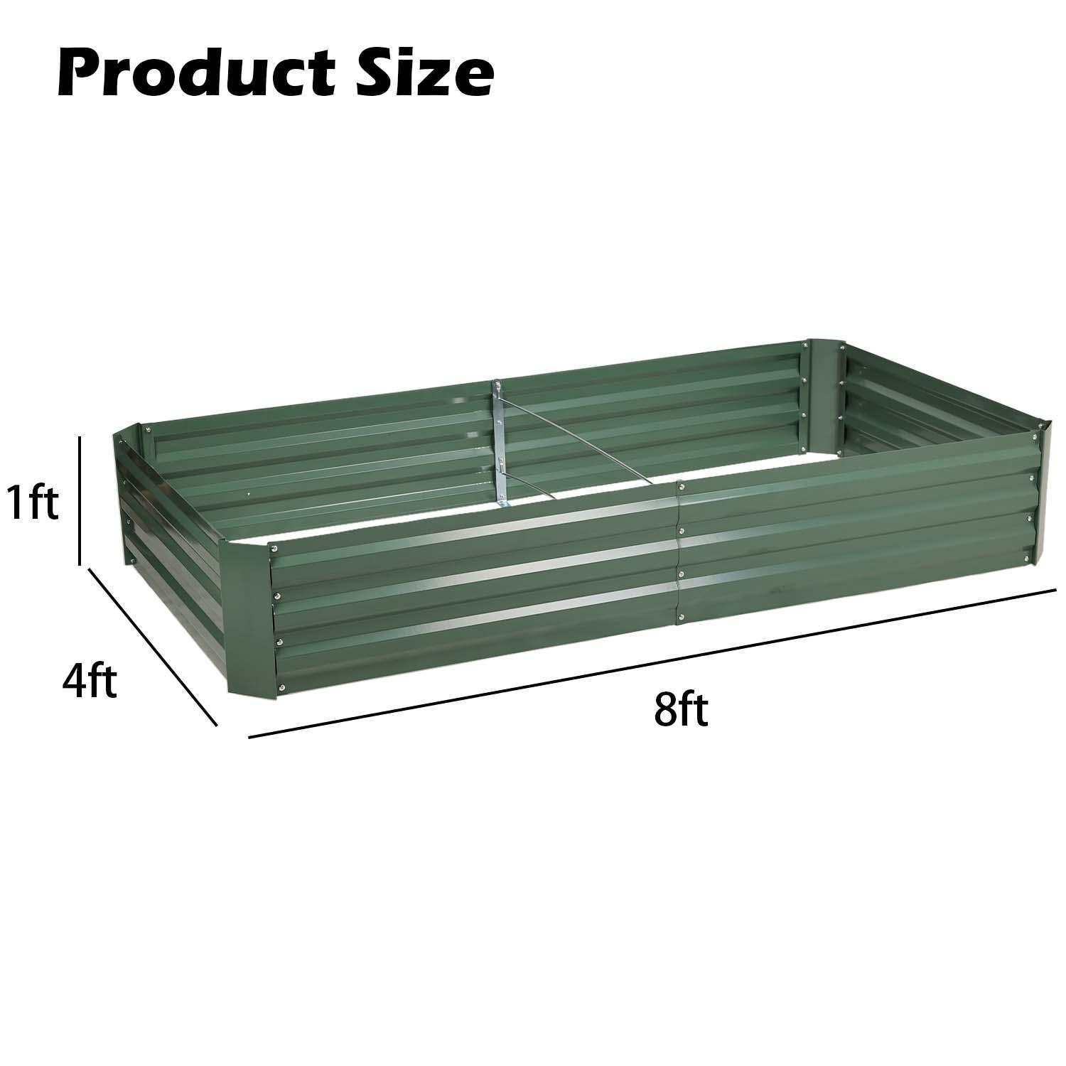 Outdoor Raised Garden Bed 6' x 3' /8' x 4' - Reinforced Galvanized Steel Planter Box for Vegetables, Patio, Outdoor Yard Planter Aoodor   
