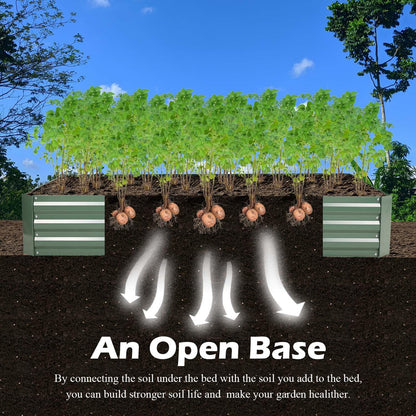 Outdoor Raised Garden Bed 6' x 3' /8' x 4' - Reinforced Galvanized Steel Planter Box for Vegetables, Patio, Outdoor Yard Planter Aoodor   