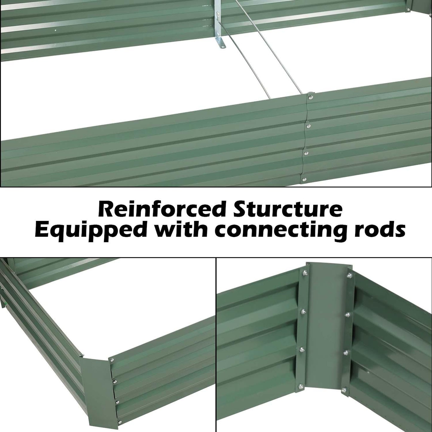 Outdoor Raised Garden Bed 6' x 3' /8' x 4' - Reinforced Galvanized Steel Planter Box for Vegetables, Patio, Outdoor Yard Planter Aoodor   