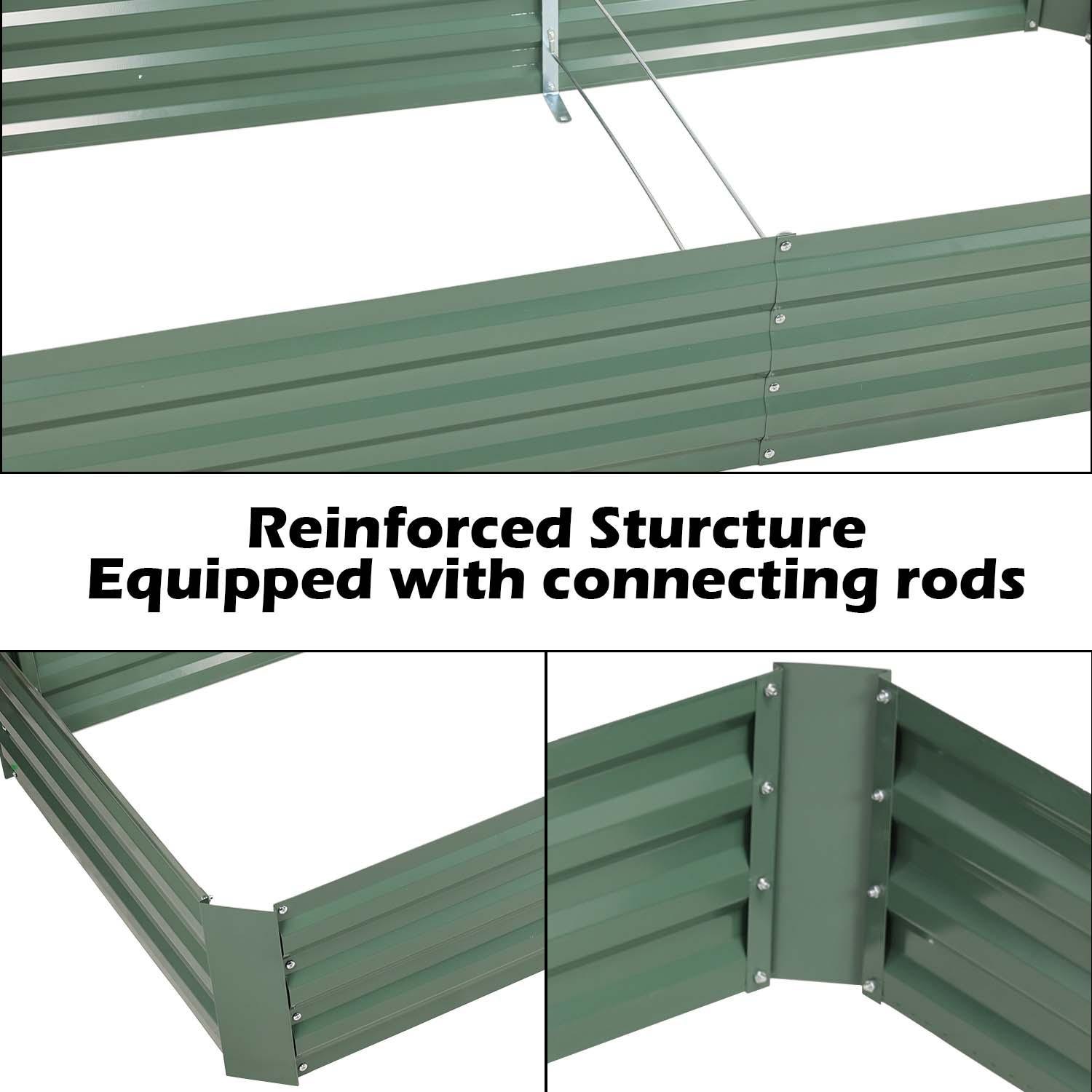 Outdoor Raised Garden Bed 6' x 3' /8' x 4' - Reinforced Galvanized Steel Planter Box for Vegetables, Patio, Outdoor Yard Planter Aoodor   