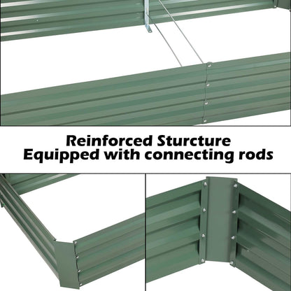 Outdoor Raised Garden Bed 6' x 3' /8' x 4' - Reinforced Galvanized Steel Planter Box for Vegetables, Patio, Outdoor Yard Planter Aoodor   
