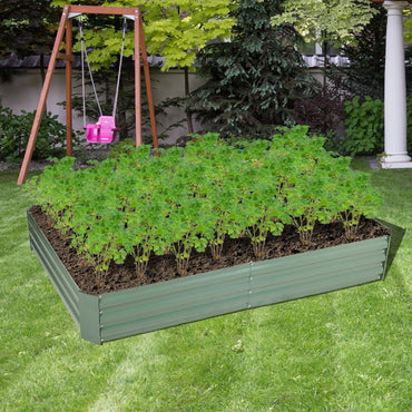 Outdoor Raised Garden Bed 6' x 3' /8' x 4' - Reinforced Galvanized Steel Planter Box for Vegetables, Patio, Outdoor Yard Planter Aoodor   