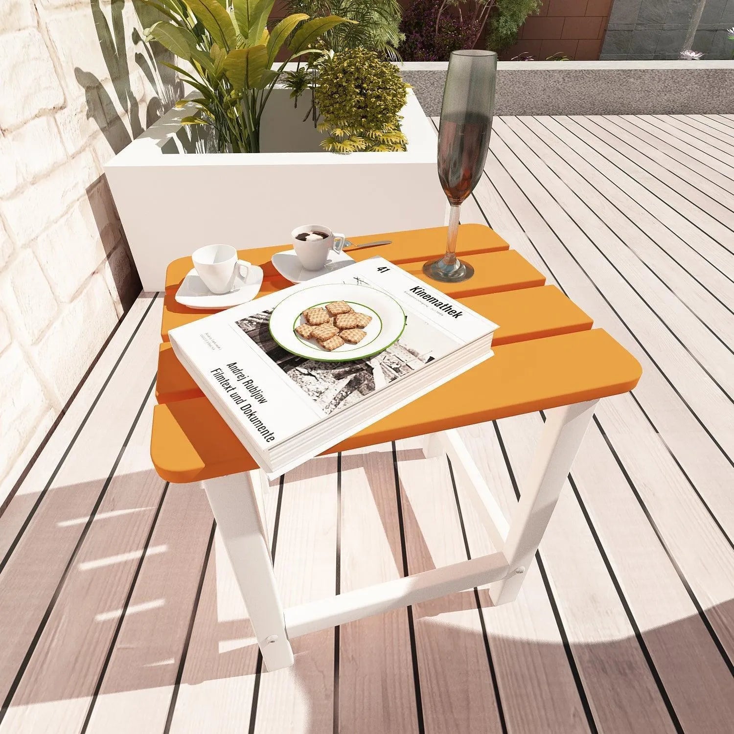 Outdoor Side Table, Square Adirondack Patio End Table for Patio, Pool, Porch Furniture Aoodor   