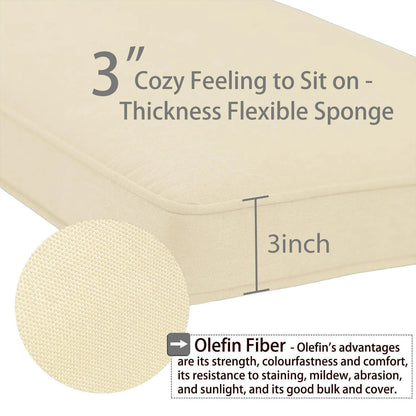 Patio Chaise Lounger Cushions Set of 2, Olefin Fabric, Water-Resistant, 72x21x3 Inches(Only Cushions) CUSHION Aoodor   