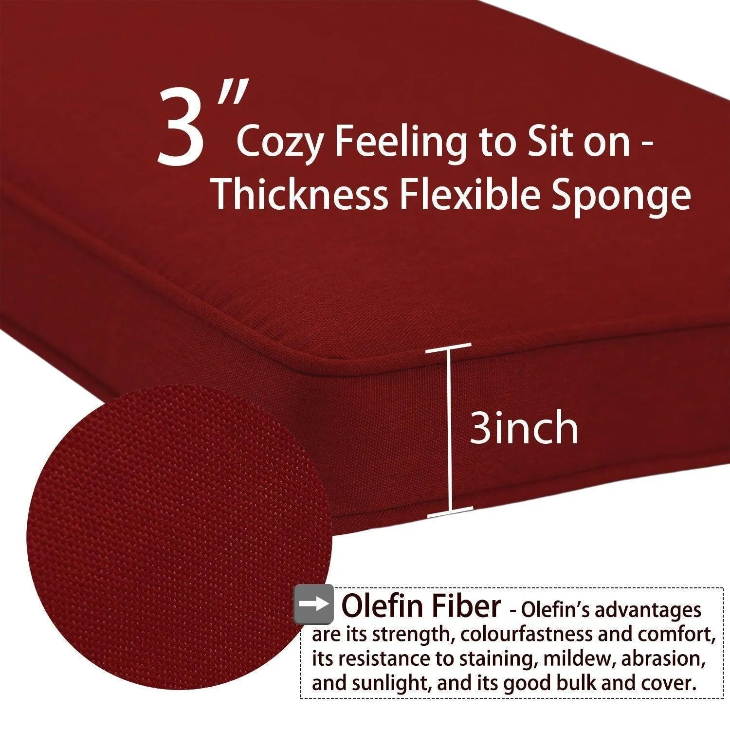 Patio Chaise Lounger Cushions Set of 2, Olefin Fabric, Water-Resistant, 72x21x3 Inches(Only Cushions) CUSHION Aoodor   