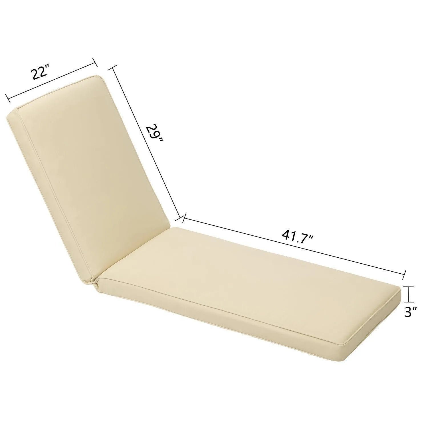 Patio Chaise Lounger Cushions Set of 2, Olefin Fabric, Water-Resistant, 72x21x3 Inches(Only Cushions) CUSHION Aoodor   