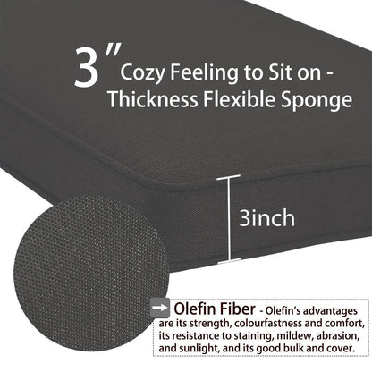 Patio Chaise Lounger Cushions Set of 2, Olefin Fabric, Water-Resistant, 72x21x3 Inches(Only Cushions) CUSHION Aoodor   