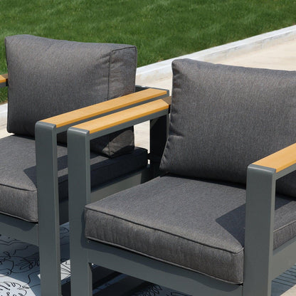 2 PCS Armchairs Aluminum Sofa Couch Deep Seat with Thick Cushions Furniture Aoodor LLC