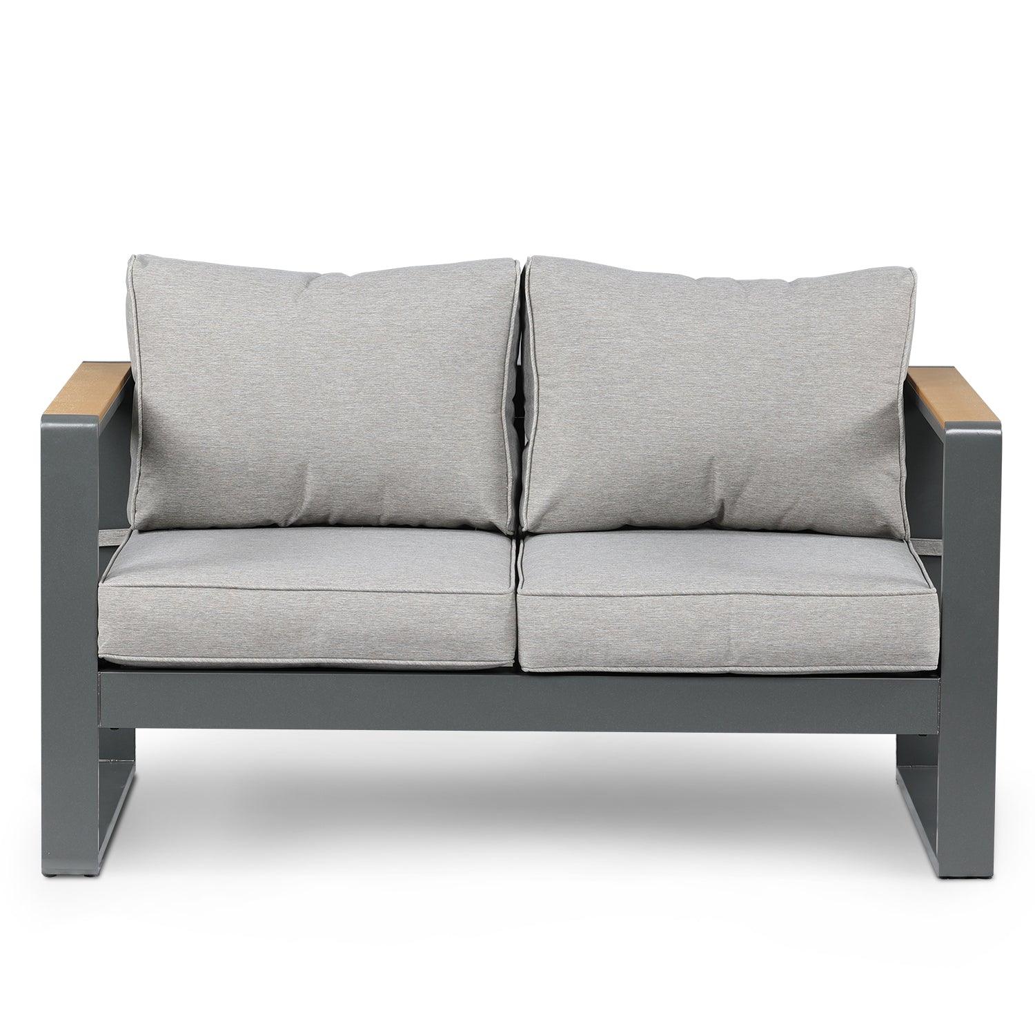Patio Furniture Loveseat Aluminum Sofa Couch Deep Seat - All-Weather Resistant Outdoor Conversation Set with Thick Cushions Furniture Aoodor LLC Light Grey