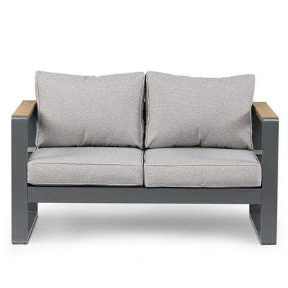 Patio Furniture Loveseat Aluminum Sofa Couch Deep Seat - All-Weather Resistant Outdoor Conversation Set with Thick Cushions Furniture Aoodor LLC Light Grey