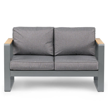 Patio Furniture Loveseat Aluminum Sofa Couch Deep Seat - All-Weather Resistant Outdoor Conversation Set with Thick Cushions Furniture Aoodor LLC Dark Grey