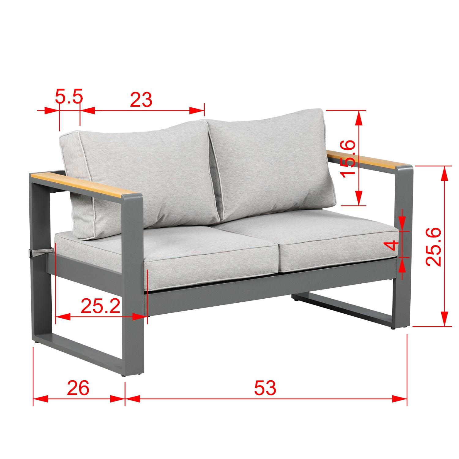Patio Furniture Loveseat Aluminum Sofa Couch Deep Seat - All-Weather Resistant Outdoor Conversation Set with Thick Cushions Furniture Aoodor LLC