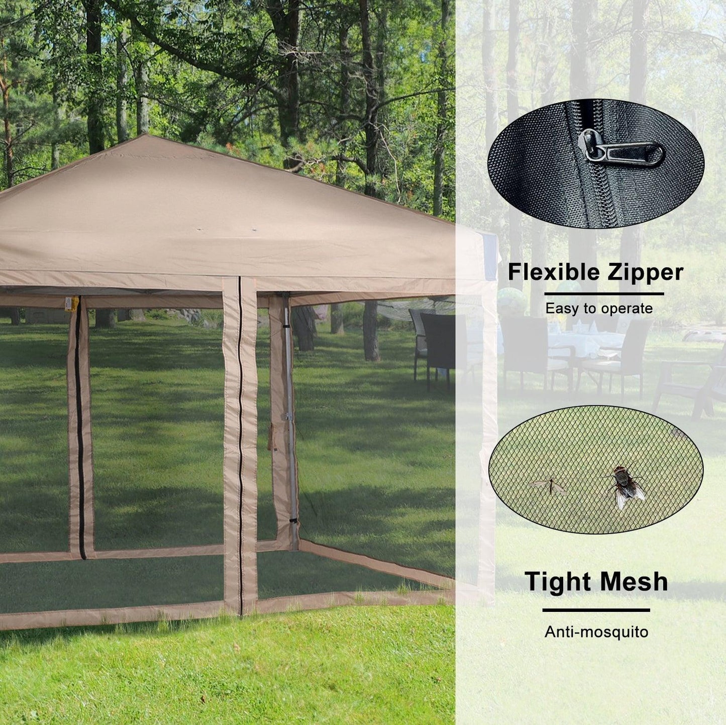 Pop Up Canopy Tent with Removable Mesh Sidewalls Gazebo part Aoodor LLC