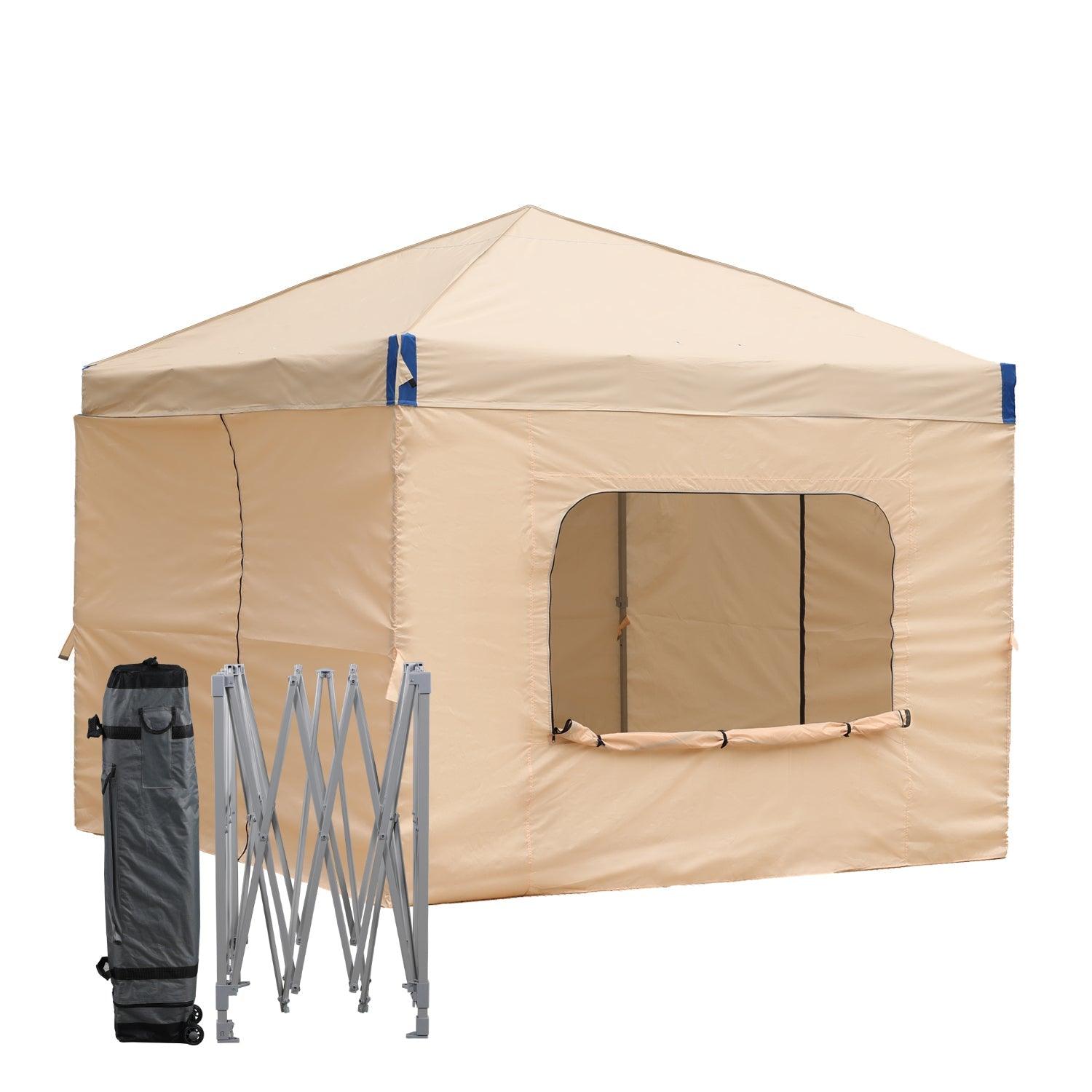 Pop Up Canopy Tent with Removable Mesh Window Sidewalls Gazebo part Aoodor LLC 12'×12' Brown