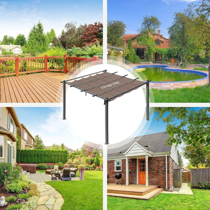 Replacement Pergola Canopy - Retractable Shade in Dark Brown Fabric for 10 x 10 ft /10 x 13 ft Pergola Pergola Aoodor LLC